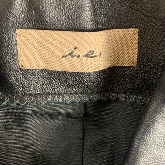 Vintage I.E. Size M Womens 100% Leather Blazer Jacket Black Outdoor Classic Soft - Picture 14 of 15